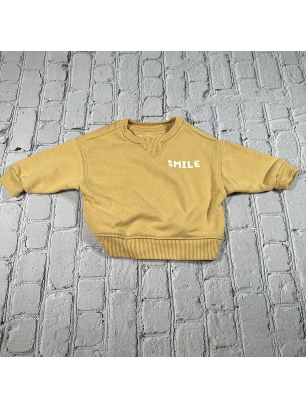 Easy Peasy 0-3 Months Baby Smile Mustard Yellow Gold Sweatshirt